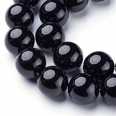 Natural Black Onyx Round Beads Strands(GSR14mmC097)-2