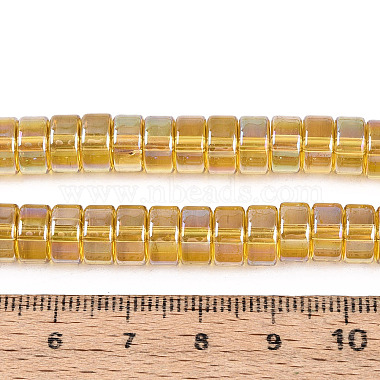 ab色のメッキ透明ガラスビーズストランド(GLAA-T026-4x8mm-T01)-4