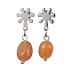 Natural Mixed Gemstone Twist Oval Dangle Stud Earrings(EJEW-JE05664)-3