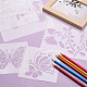 2set cuadrado con plantilla de dibujo de mascota con patrón floral y mariposa(DIY-CW0001-12)-5