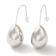 304 Stainless Steel Dangle Earrings, Teardrop, Stainless Steel Color, 39x15mm(EJEW-C085-08P)