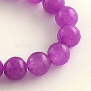 Dyed Natural White Jade Round Bead Strands, Purple, 6mm, Hole: 1mm, about 62pcs/strand, 15.7 inch(G-Q937-6mm-17)