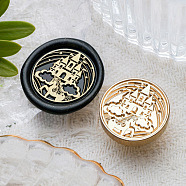 Animal Insect Theme Golden Plated Wax Seal Brass Stamp Head, for Wax Seal Stamp, Castle, 25x15mm, Hole: 7mm(STAM-K001-03G-03)