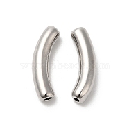 Brass Tube Beads, Curved Tube, Platinum, 18x4.3x5.8mm, Hole: 1.5mm(KK-B074-28P)