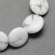 Flat Round Gemstone Natural Howlite Stone Beads Strands, White, 16x5mm, Hole: 1mm, about 25pcs/strand, 16.5 inch(X-G-S110-21)