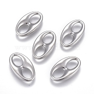 Brass Buttons, Long-Lasting Plated, 2-Hole, Oval, Platinum, 22x13x4mm, Hole: 8x5mm(X-KK-M205-02P)