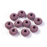 Natural Lava Rock Beads, Dyed, Rondelle, Medium Purple, 15.5~16x9.7~10mm, Hole: 5~5.4mm(G-I220-H02)