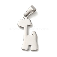 304 Stainless Steel Pendants, Laser Cut, Giraffe Charm, Stainless Steel Color, 30x11.5x1.5mm, Hole: 3x5mm(STAS-B053-11P)