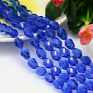 Faceted Polyhedron Imitation Austrian Crystal Bead Strands, Grade AAA, Royal Blue, 9x6mm, Hole: 0.7~0.9mm, about 45pcs/strand, 15.7 inch(G-M190-9x6mm-13A)