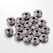 Tibetan Style Alloy Spacer Beads, Lead Free & Cadmium Free & Nickel Free, Flat Round, Antique Silver, 8x3mm, Hole: 2.5mm.(X-TIBEB-R011-AS-FF)