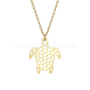 Stainless Steel Pendant Necklace, Origami Tortoise, Real 18K Gold Plated, 17.72 inch(45cm)(GO6660-2)