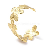 Flower 304 Stainless Steel Open Cuff Bangles for Women, Golden, 1-1/4 inch(3.3cm), Inner Diameter: 2-3/8x1-3/4 inch(6.1x4.5cm)(BJEW-M313-05G)