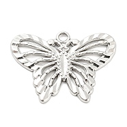 304 Stainless Steel Pendants, Butterfly Charms, Stainless Steel Color, 22x30.5x1.5mm, Hole: 2.2mm(STAS-I202-15P)