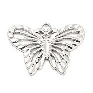 Non-Tarnish 304 Stainless Steel Pendants, Butterfly Charms, Stainless Steel Color, 22x30.5x1.5mm, Hole: 2.2mm(STAS-I202-15P)