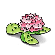 Flower Animals Alloy Enamel Pin Brooches, for Backpack Clothes, Turtle, 25x35.5x1.4mm(JEWB-C029-01B-EB)