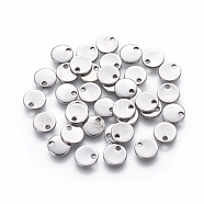 304 Stainless Steel Charms, Stamping Blank Tag, Flat Round, Stainless Steel Color, 7x1mm, Hole: 1.4mm(X1-STAS-L234-081A)