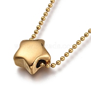 304 Stainless Steel Pendant Necklaces, with Ball Chains and Lobster Claw Clasps, Star, Golden, 16.14 inch(41cm)(NJEW-JN03119-03)