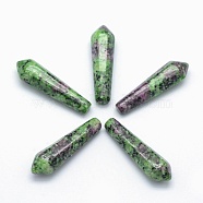 Natural Ruby in Zoisite Pointed Beads, Healing Stones, Reiki Energy Balancing Meditation Therapy Wand, Bullet, Undrilled/No Hole Beads, 30.5x9x8mm(X-G-E490-C14)