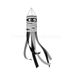 Polyester Halloween Theme Column Windsock Flag, for Ghost Festival Outdoor Banner Decorations, White, 1000mm(HAWE-PW0001-120A)