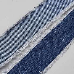 5 Yards Polyester Fringe Denim Ribbon, Clothes Accessories, Marine Blue, 1-3/8~1-5/8  inch(34~42mm)(OCOR-WH0070-266B)