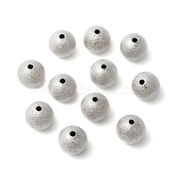 Brass Textured Beads, Nickel Free, Round, Platinum Color, Size: about 10mm in diameter, hole: 1.8mm(X-EC226-NF)