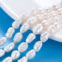 Natural Keshi Pearl Beads Strands, Cultured Freshwater Pearl, Rice, Seashell Color, 9~11x5~8x4~7mm, Hole: 0.6mm, about 37~41pcs/strand, 15.35 inch(39cm)(PEAR-S020-T07)