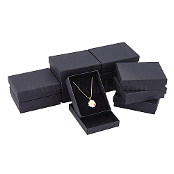 DICOSMETIC Texture Paper Jewelry Gift Boxes, with Sponge Mat Inside, Square, Black, 9.1x7x2.7cm, Inner Diameter: 6.5x8.6cm, Deep: 2.5cm, 12pcs(OBOX-DC0001-01A-02)