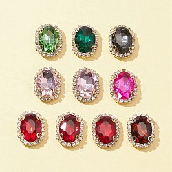 Oval Sew on Rhinestone, Transparent Glass Rhinestone, Multi-Strand Links, with Brass Prong Settings, Faceted, Mixed Color, 22x17x7mm, Hole: 0.9mm, 10pcs/set(RGLA-FS0001-06)
