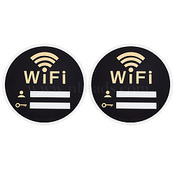 Acrylic Indicator, with Word WiFi, Round, Black, 150x2.5mm(AJEW-WH0261-04)