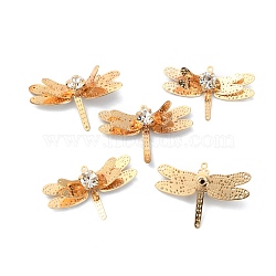 Brass Pendants, with Crystal Rhinestone, Dragonfly, Light Gold, 15x22x4.5mm, Hole: 0.7mm(FIND-WH0050-15)