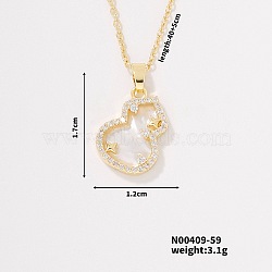 Fashionable Brass Clear Cubic Zirconia Pendant Cable Chain Necklaces for Women, Golden, Gourd, 15.75 inch(40cm)(FN2830-5)