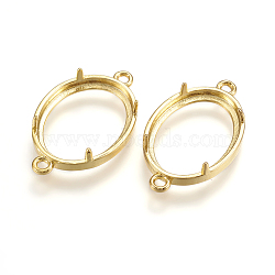 Brass Cabochon Connector Settings, Prong Settings, Rhinestone Claw Settings, Oval, Golden, Tray: 18.5x13.5mm, 26x15.5x2mm, Hole: 1.5mm(KK-K196-26G)
