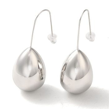 304 Stainless Steel Dangle Earrings, Teardrop, Stainless Steel Color, 39x15mm