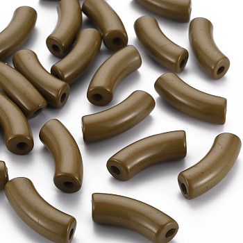Opaque Acrylic Beads, Curved Tube, Camel, 36x13.5x11.5mm, Hole: 4mm, about 148pcs/500g