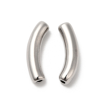 Brass Tube Beads, Curved Tube, Platinum, 18x4.3x5.8mm, Hole: 1.5mm