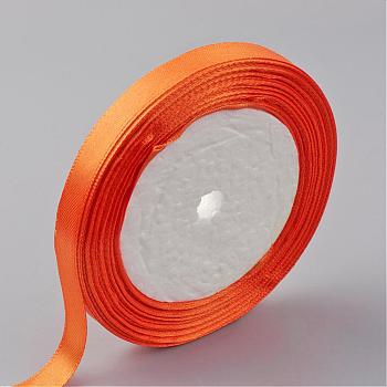 Single Face Satin Ribbon, Polyester Ribbon, Orange, Size: about 5/8 inch(16mm) wide, 25yards/roll(22.86m/roll), 250yards/group(228.6m/group), 10rolls/group