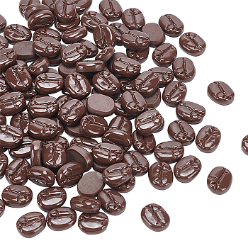 120Pcs Opaque Resin Decoden Cabochons, Imitation Food, Coffee Bean, Coconut Brown, 17x13.5x6mm