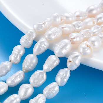 Natural Keshi Pearl Beads Strands, Cultured Freshwater Pearl, Rice, Seashell Color, 9~11x5~8x4~7mm, Hole: 0.6mm, about 37~41pcs/strand, 15.35 inch(39cm)