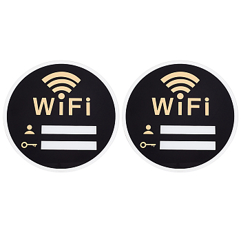 Acrylic Indicator, with Word WiFi, Round, Black, 150x2.5mm