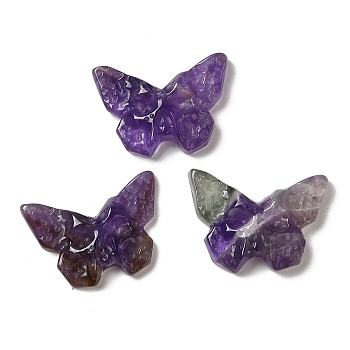 Natural Amethyst Pendants, Butterfly Charms with Engraved Skull, 25.5~26x37x7~9mm, Hole: 1.5~1.6mm