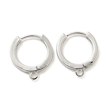 Brass Hoop Earrings, Ring, Platinum, 14x2mm, Hole: 1.5mm