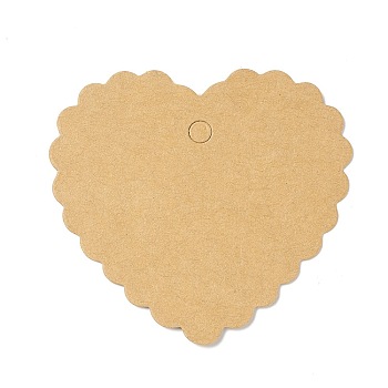 100Pcs Blank Kraft Paper Gift Tags, Wavy Love Shape, BurlyWood, 6.1x6.55x0.05cm, Hole: 5mm