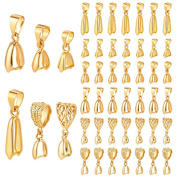48Pcs 6 Styles Brass Ice Pick Pinch Bails, Golden, 10~19x5.5~8mm, 8pcs/style.