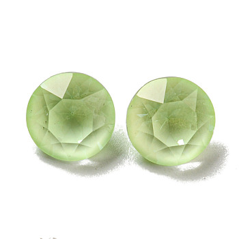 Glass Rhinestone Cabochons, Point Back & Back Plated, Faceted, Round, Chrysolite, 8x6mm