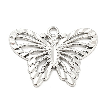 304 Stainless Steel Pendants, Butterfly Charms, Stainless Steel Color, 22x30.5x1.5mm, Hole: 2.2mm