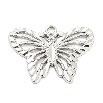 Non-Tarnish 304 Stainless Steel Pendants, Butterfly Charms, Stainless Steel Color, 22x30.5x1.5mm, Hole: 2.2mm