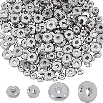 200Pcs 2 Style 304 Stainless Steel Disc Beads, Spacer Beads, Flat Round, Stainless Steel Color, 4~6x1.5mm, Hole: 1.2mm, 100pcs/style