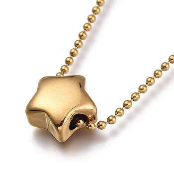 304 Stainless Steel Pendant Necklaces, with Ball Chains and Lobster Claw Clasps, Star, Golden, 16.14 inch(41cm)