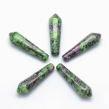 Natural Ruby in Zoisite Pointed Beads, Healing Stones, Reiki Energy Balancing Meditation Therapy Wand, Bullet, Undrilled/No Hole Beads, 30.5x9x8mm