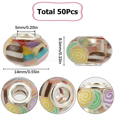 50Pcs Transparent Resin European Rondelle Beads(RPDL-SC0001-09B)-2